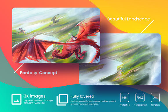 Concept art landscape and dragon in Illustrations - product preview 4