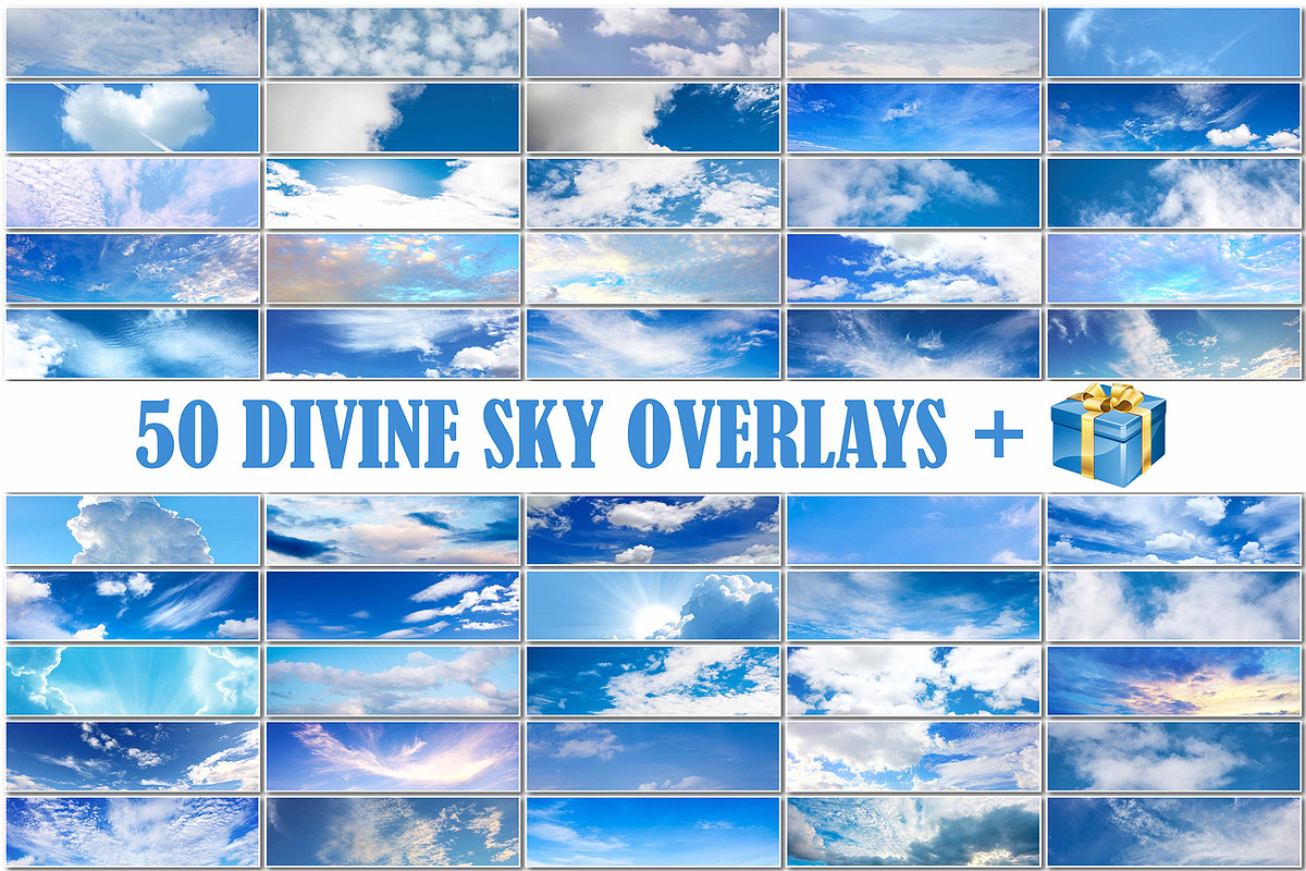 50 Blue Cloud Sky Overlays in Objects - product preview 8