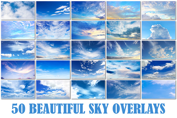 50 Blue Cloud Sky Overlays in Objects - product preview 1
