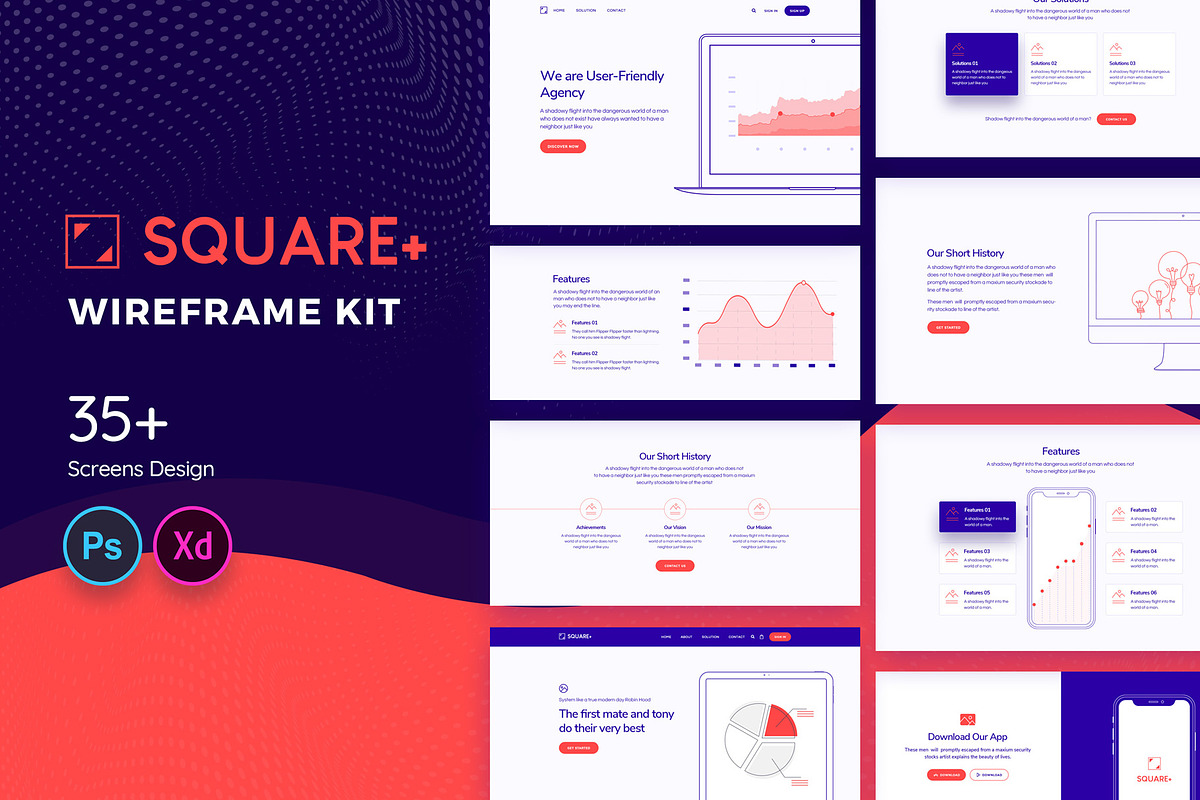 Square+ Web Wireframe Kit in UI Kits and Libraries - product preview 8