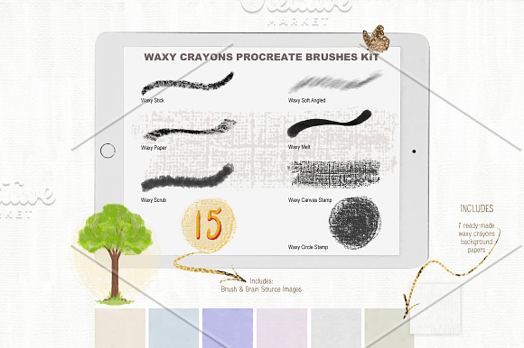 Waxy Crayons Procreate Brushes Kit in Add-Ons - product preview 6