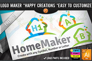 Colorful Flat Home Logo Maker Set