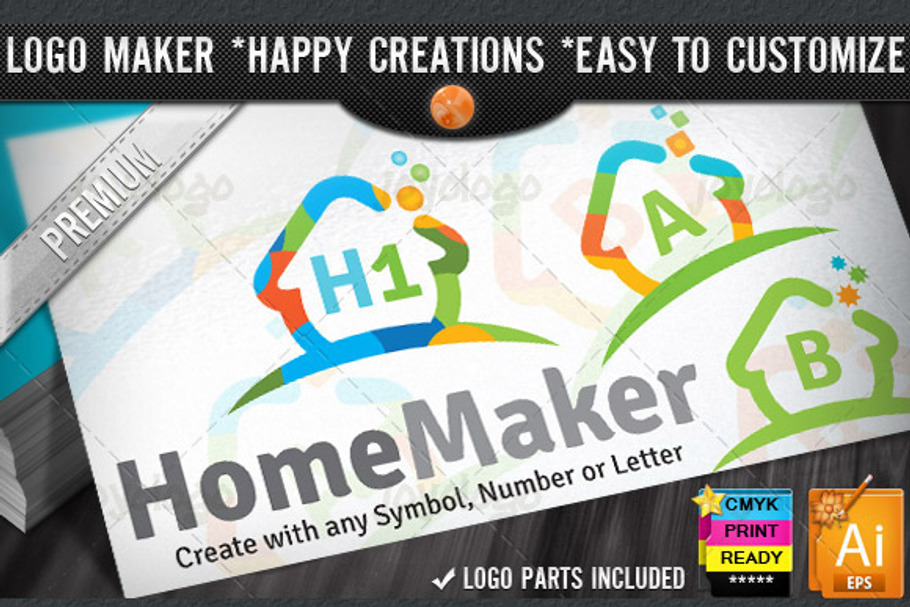 Colorful Flat Home Logo Maker Set