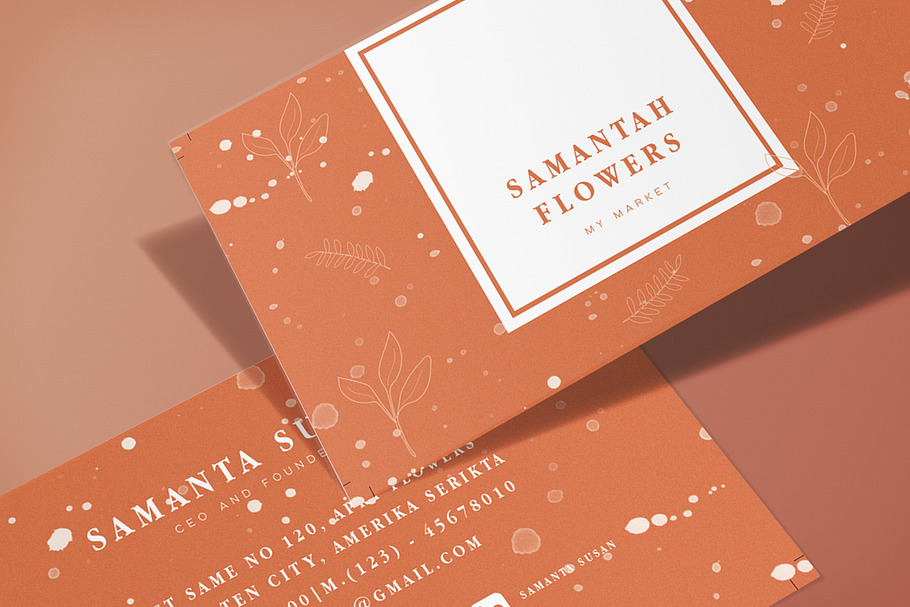 Samanta Flowers Business Card in Business Card Templates - product preview 8