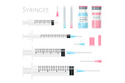 Syringes needles bottles