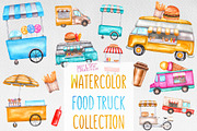 Watercolor food trucks and carts