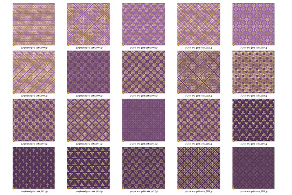 Purple and Gold Celtic Digital Paper in Patterns - product preview 3