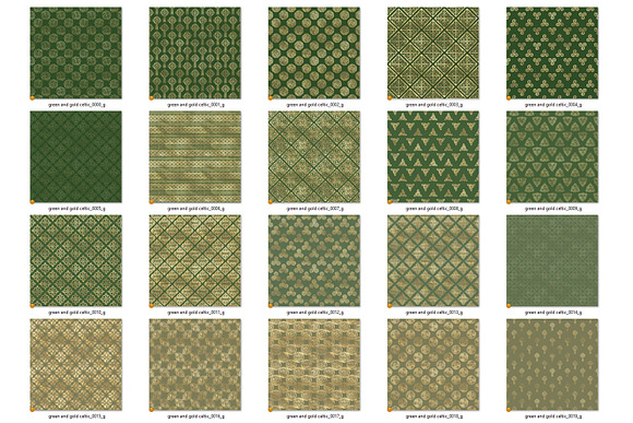 Green & Gold Celtic Digital Paper in Patterns - product preview 3
