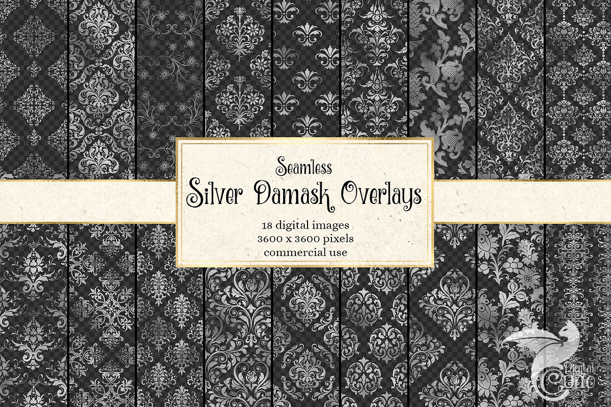 Silver Damask Overlays in Patterns - product preview 8