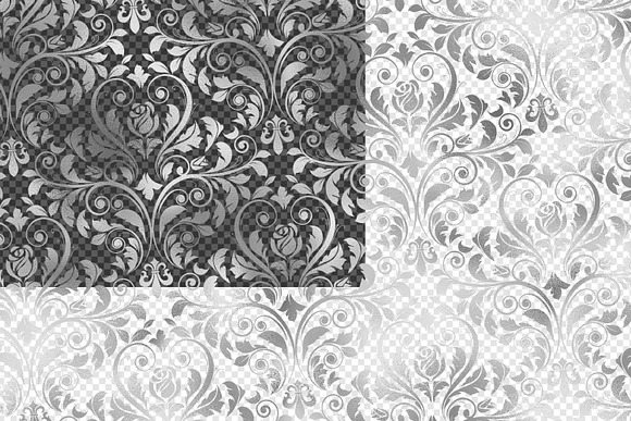 Silver Damask Overlays in Patterns - product preview 1