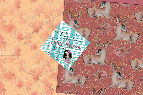 Deer Roses Pattern Pastel floral in Patterns - product preview 5