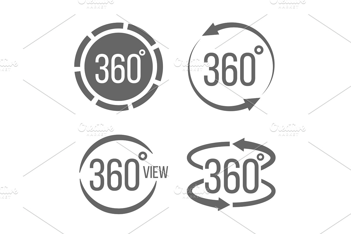 360 degrees view related sign set. in Illustrations - product preview 8