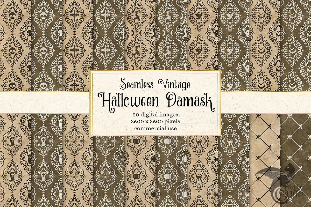 Vintage Halloween Damask in Patterns - product preview 8