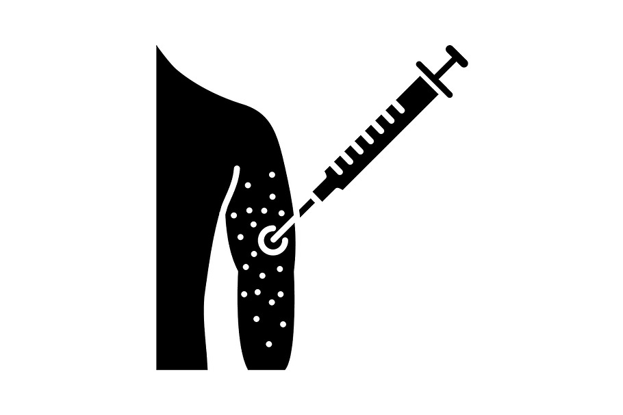 Vaccine allergy glyph icon
