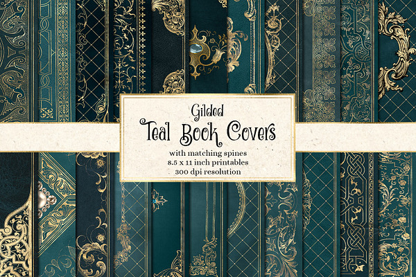 Gilded Teal Book Covers