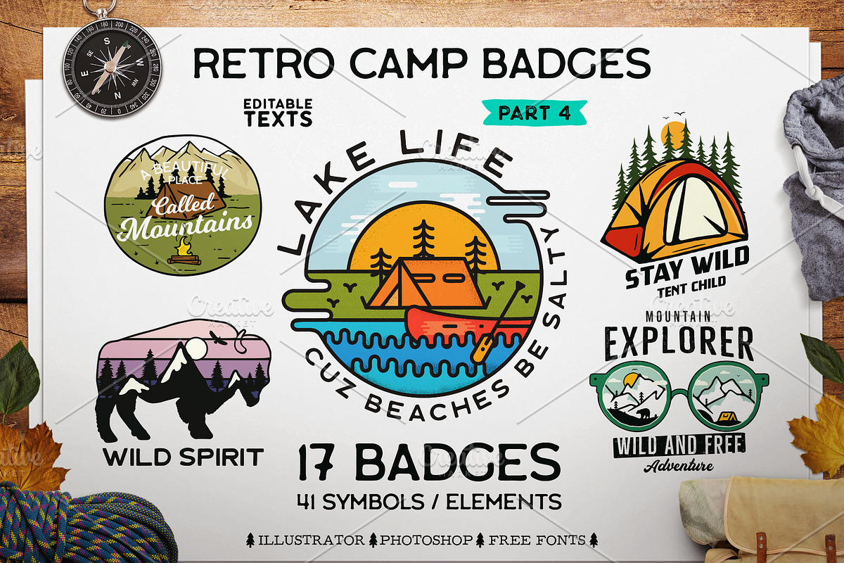 Retro Camp Badges / Patches. Part 4 in Logo Templates - product preview 8