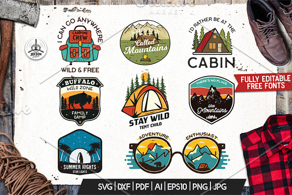 Retro Camp Badges / Patches. Part 4 in Logo Templates - product preview 2
