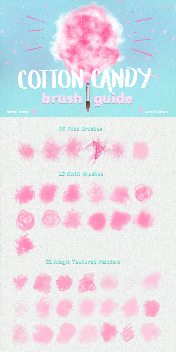 100 Cotton Candy Photoshop Brushes in Add-Ons - product preview 1