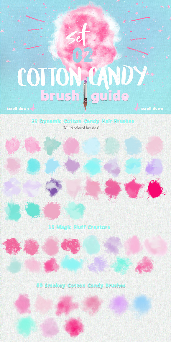 100 Cotton Candy Photoshop Brushes in Add-Ons - product preview 3