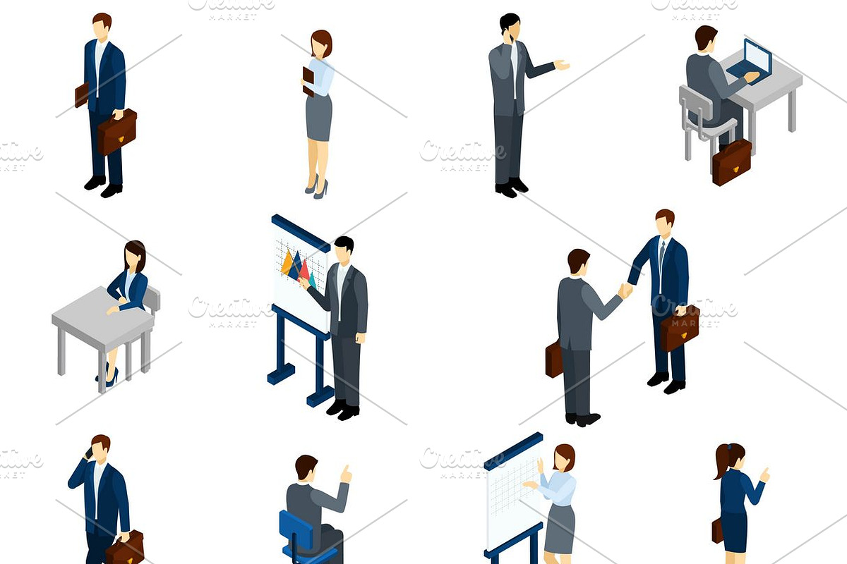 Business people isometric set in Icons - product preview 8