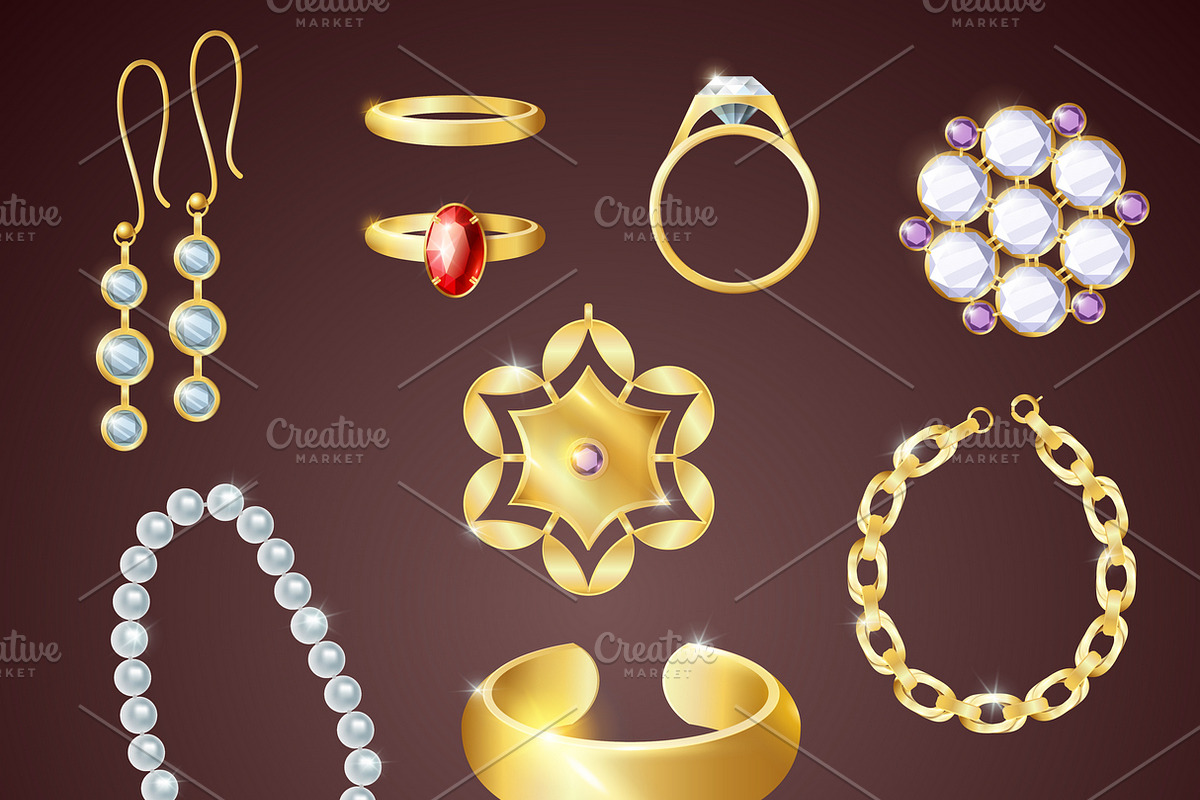Jewelry realistic set in Icons - product preview 8
