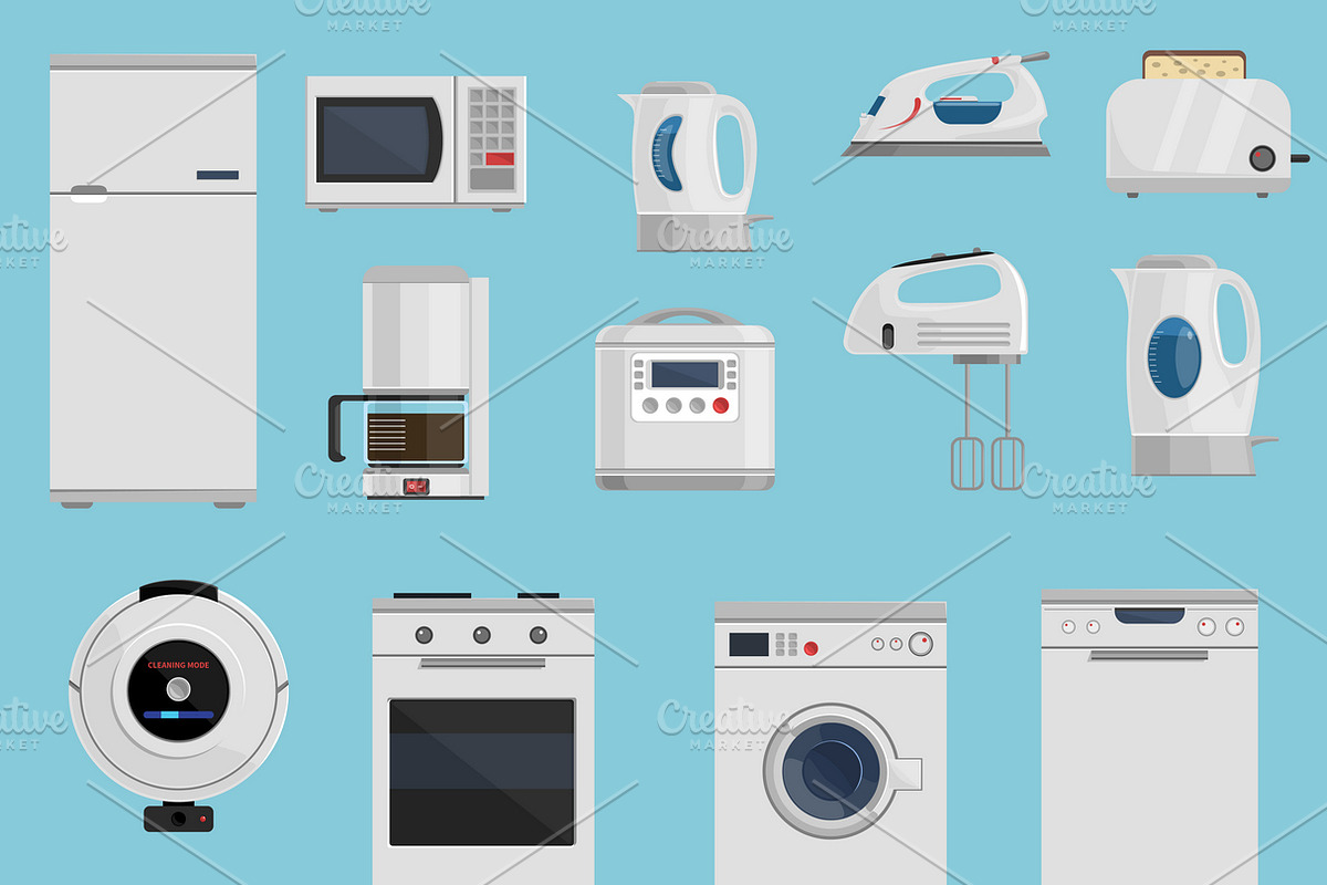 Household appliances icons set in Icons - product preview 8