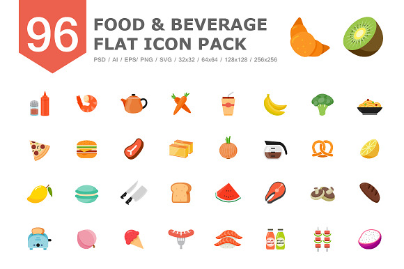 96 Food&Beverage Color Flat Icon in Food Icons - product preview 4