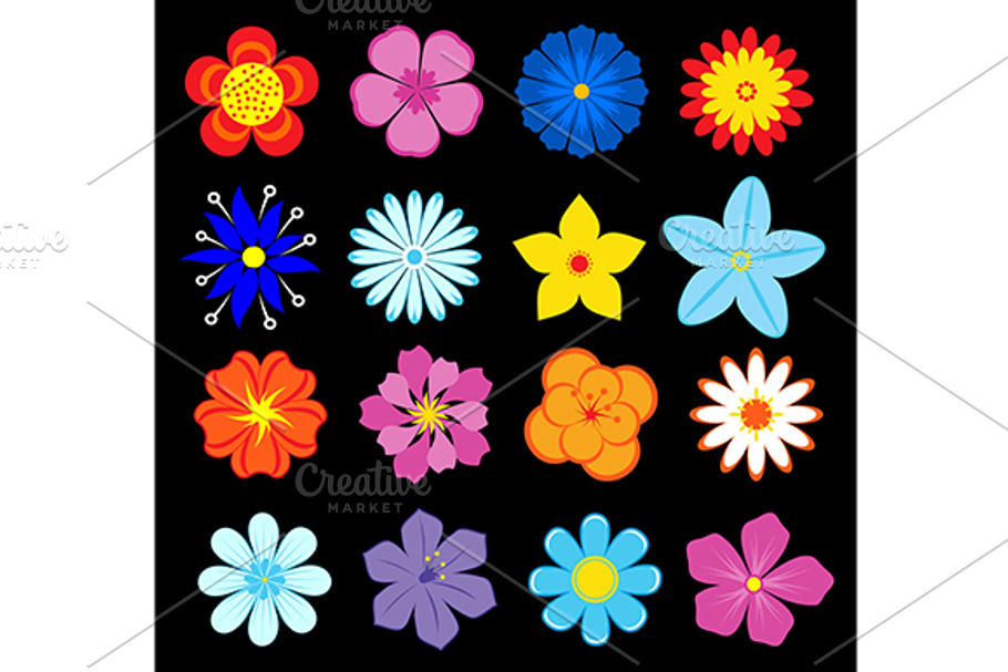 Set of flower blossoms and elements in Graphics - product preview 8