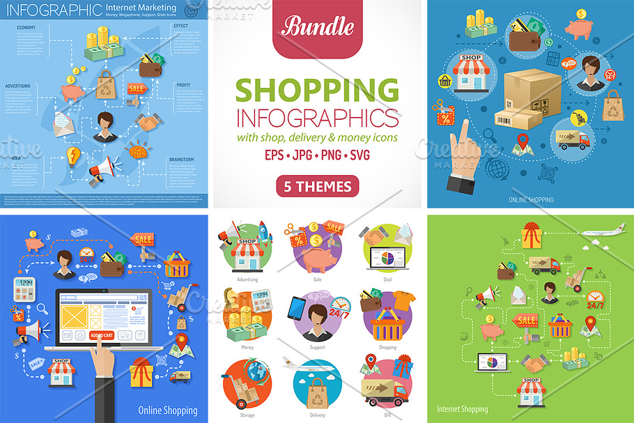 Shopping Infographics in Infographic Icons - product preview 8