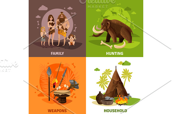Caveman Cartoon Set in Illustrations - product preview 4