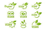 Vegan icon set. Bio, Ecology