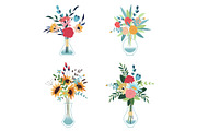 Bouquets of flowers in a vase