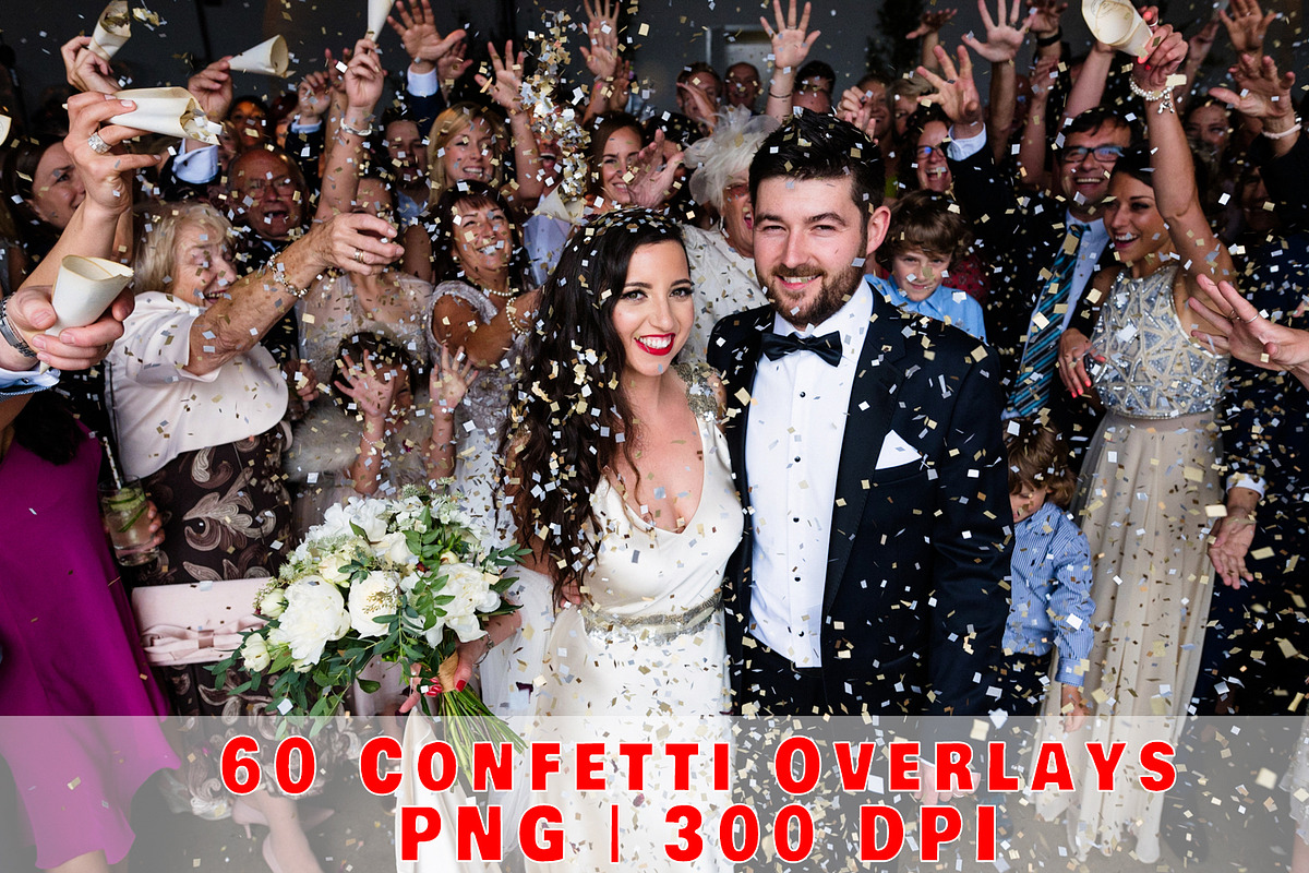 60 Falling Confetti Overlays PNG in Objects - product preview 8