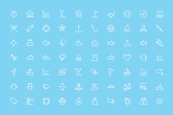 175+ Sea Line Vector Icons in Graphics - product preview 1