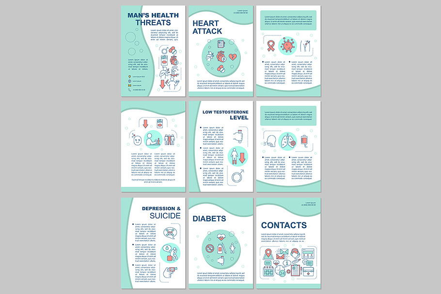 Men's health threats and risks in Brochure Templates - product preview 8