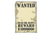 Wanted poster template sketch vector