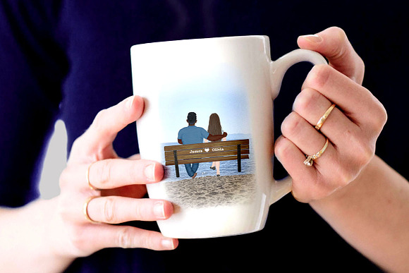 Couple on the bench Custom Couples in Illustrations - product preview 6