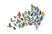 Birds flying in form of arrow sketch