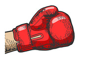 Hand boxing glove sketch engraving