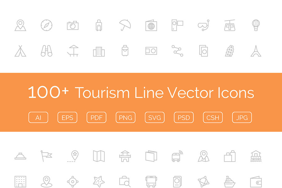 100+ Tourism Line Vector Icons