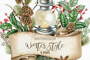 Watercolor Christmas clipart.