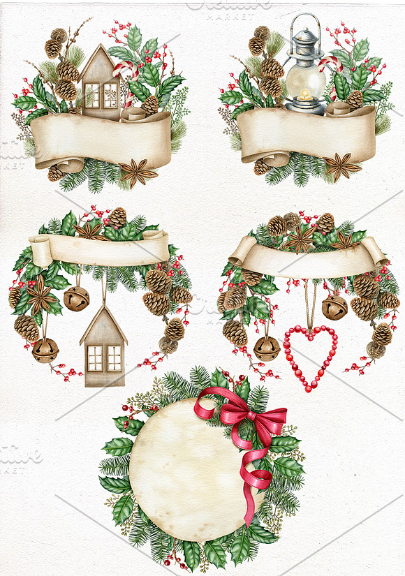 Watercolor Christmas clipart. in Illustrations - product preview 1