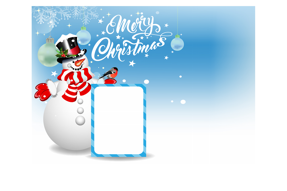Christmas card with a snowman in Illustrations - product preview 8