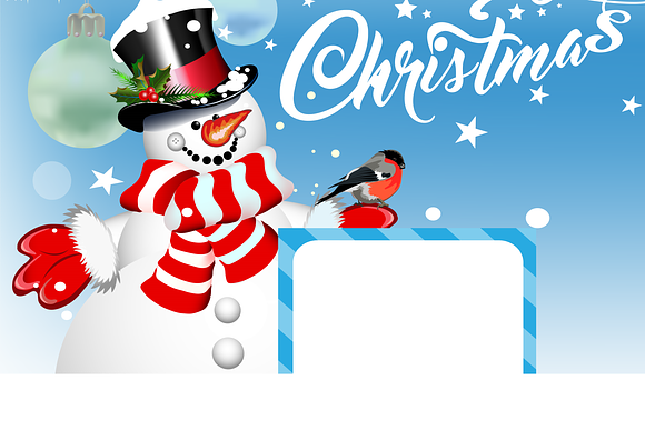 Christmas card with a snowman in Illustrations - product preview 1
