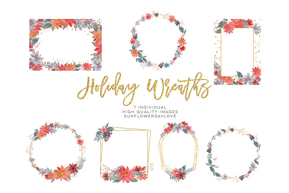 Christmas watercolor wreath in Illustrations - product preview 1