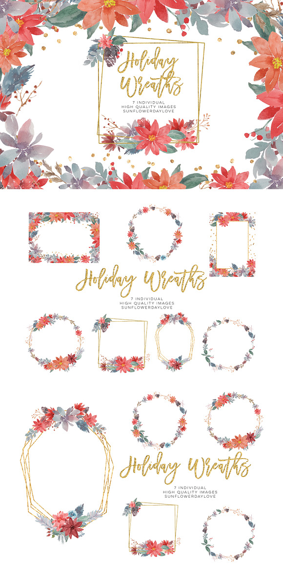 Christmas watercolor wreath in Illustrations - product preview 3