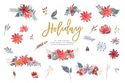 Watercolor Holly Clipart