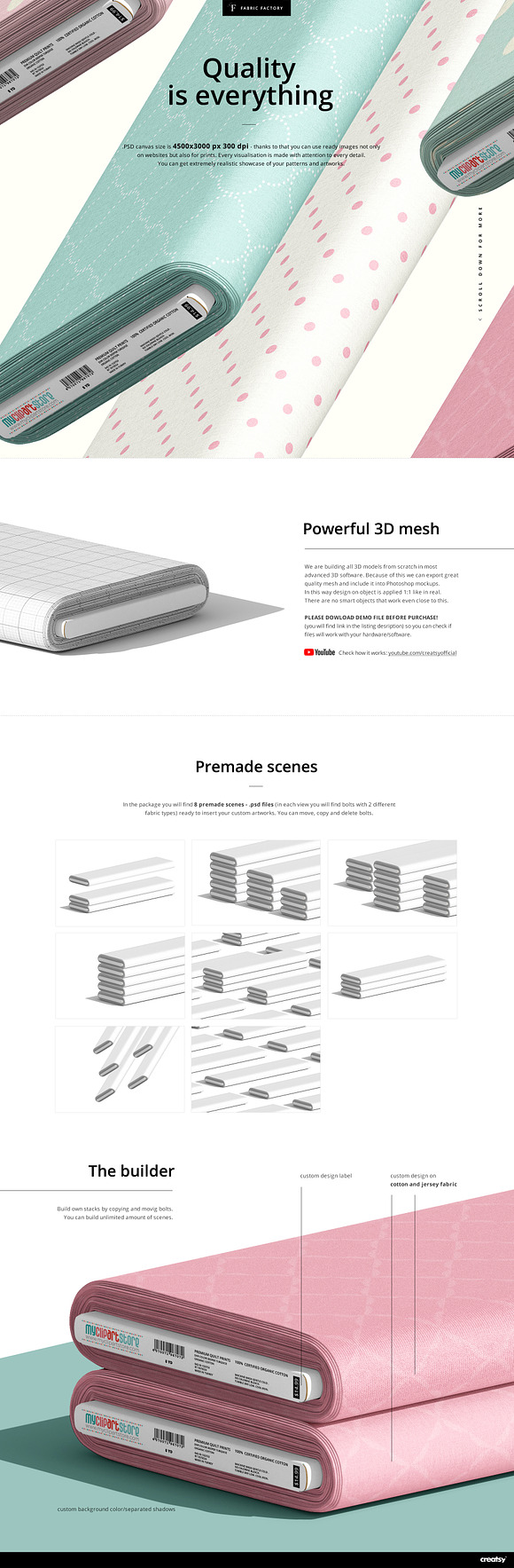 Fabric Bolts Builder Mockup Set in Product Mockups - product preview 4