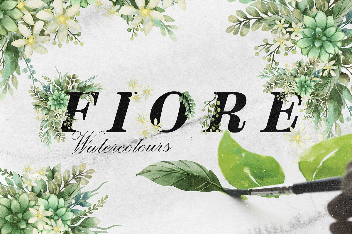 Fiore Watercolor Clipart Elements in Illustrations - product preview 8