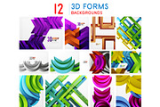 Set of modern geometric 3d forms and